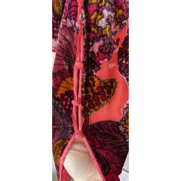 Mary J Bruno Colorful Tunic Silk Mixed Print Top Size Small Velvet Artsy Boho - Picture 9 of 11